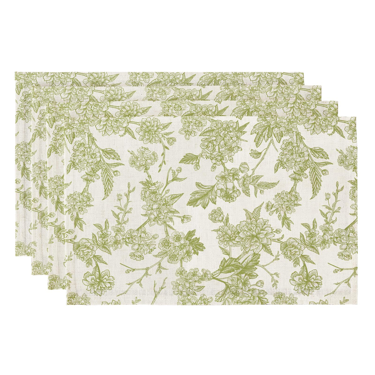 QIYI Boho Table Placemats Set of 4, 12"x18" Linen Place Mats, Wildflowers