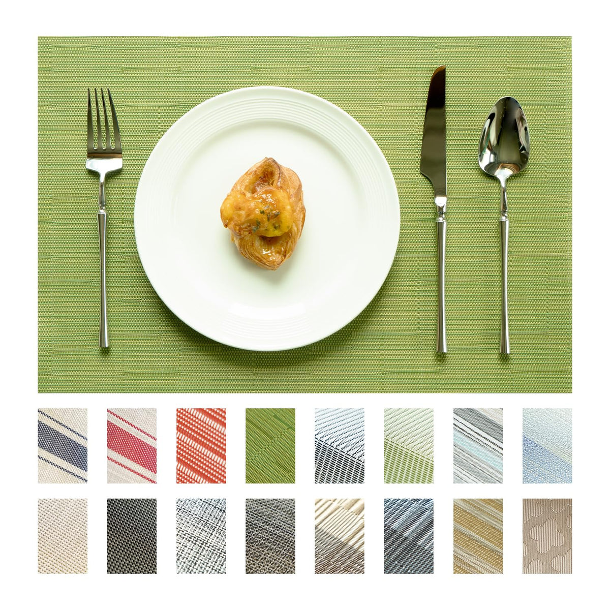 Placemats Set of 6 Vinyl/Plastic Woven Place Mats for Kitchen Table Indoor/Outdoor Washable Placemat Wipeable Dining Table Mats (Aurora Gold,6)