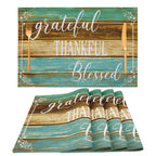 Farmhouse Teal Placemats Set of 4 Thankful Blessed Table Mats