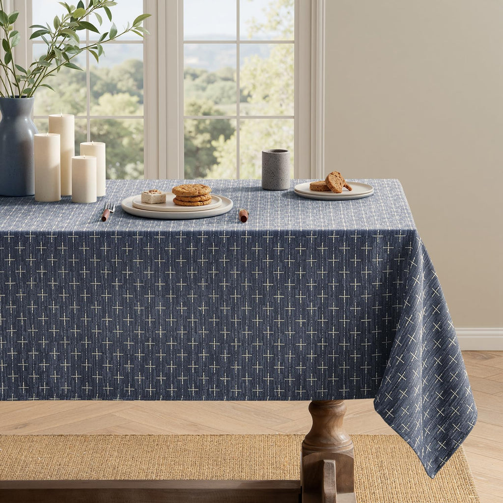 MIULEE Olive Green Rectangle Cross-Star Textured Table Cloth 52x70 Inch