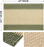 Artoid Mode Dark Green Paper Woven Stripe Placemats Set of 4-12x18 Inch