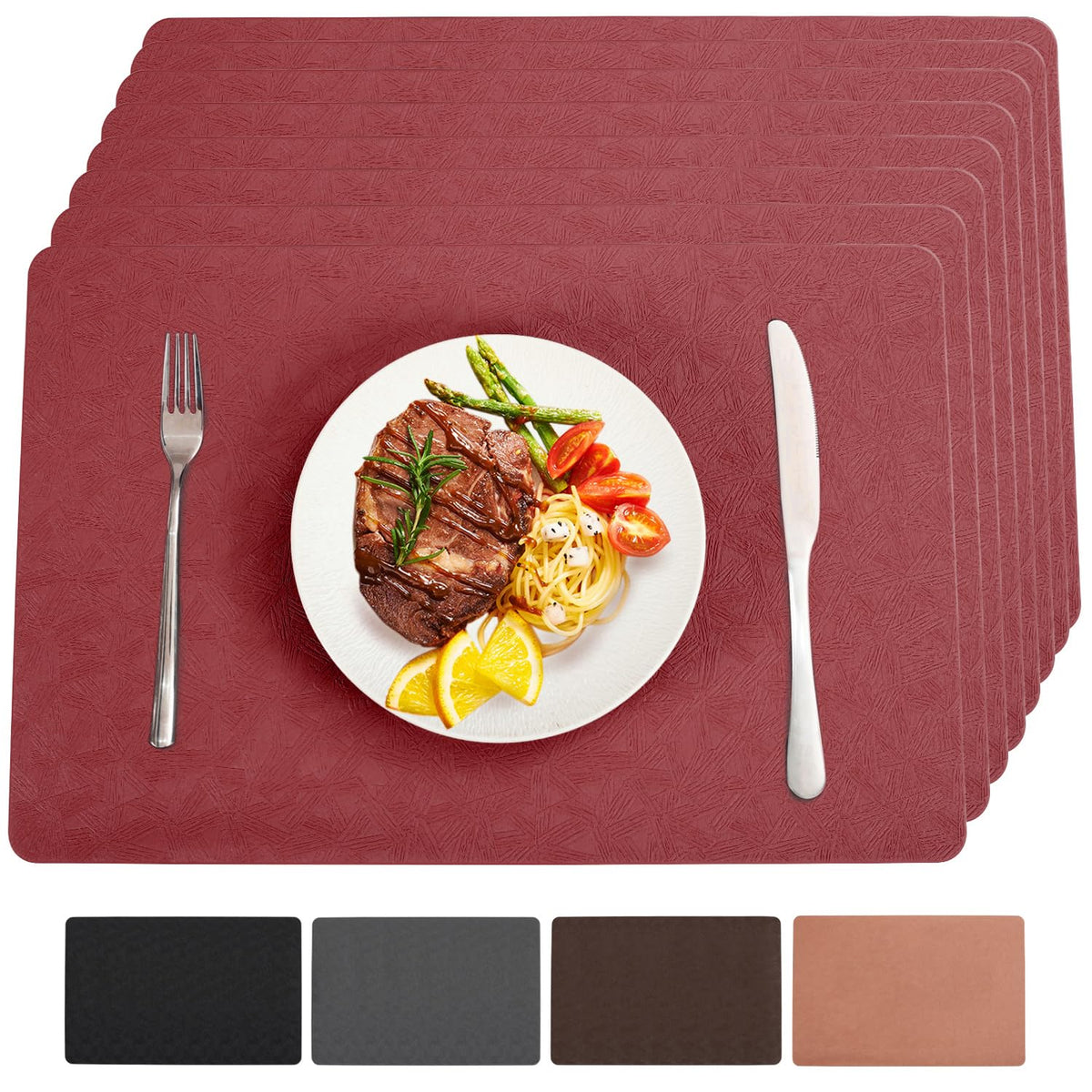 Black Halloween Vinyl Placemats Set of 6 Waterproof Table Mats