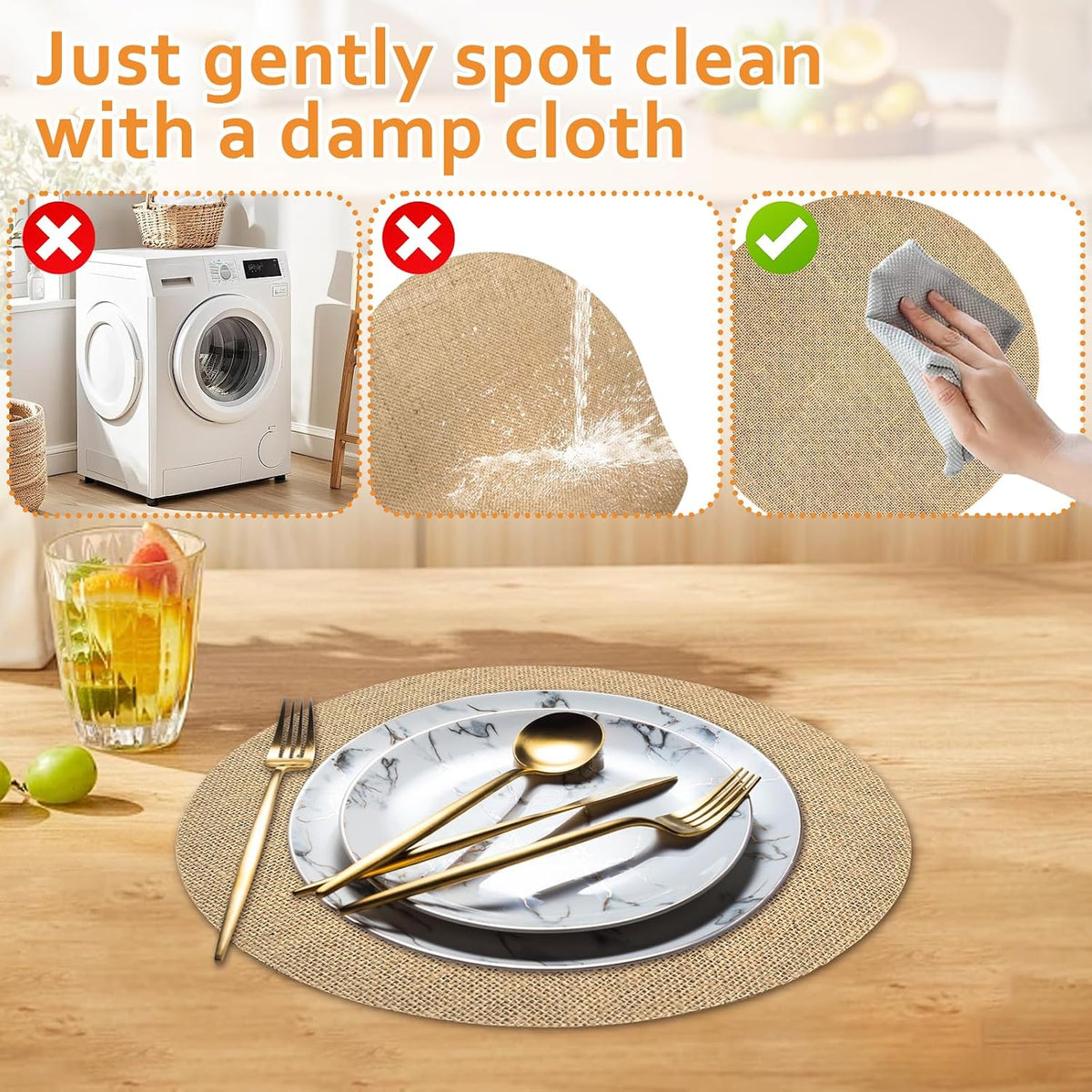 100 Pcs Round Burlap Placemats 11.8 Inch Bulk Burlap Reusable Placemats Circle Brown Table Mats Rustic Table Decorations for Dinner Wedding Farmhouse Table Decor