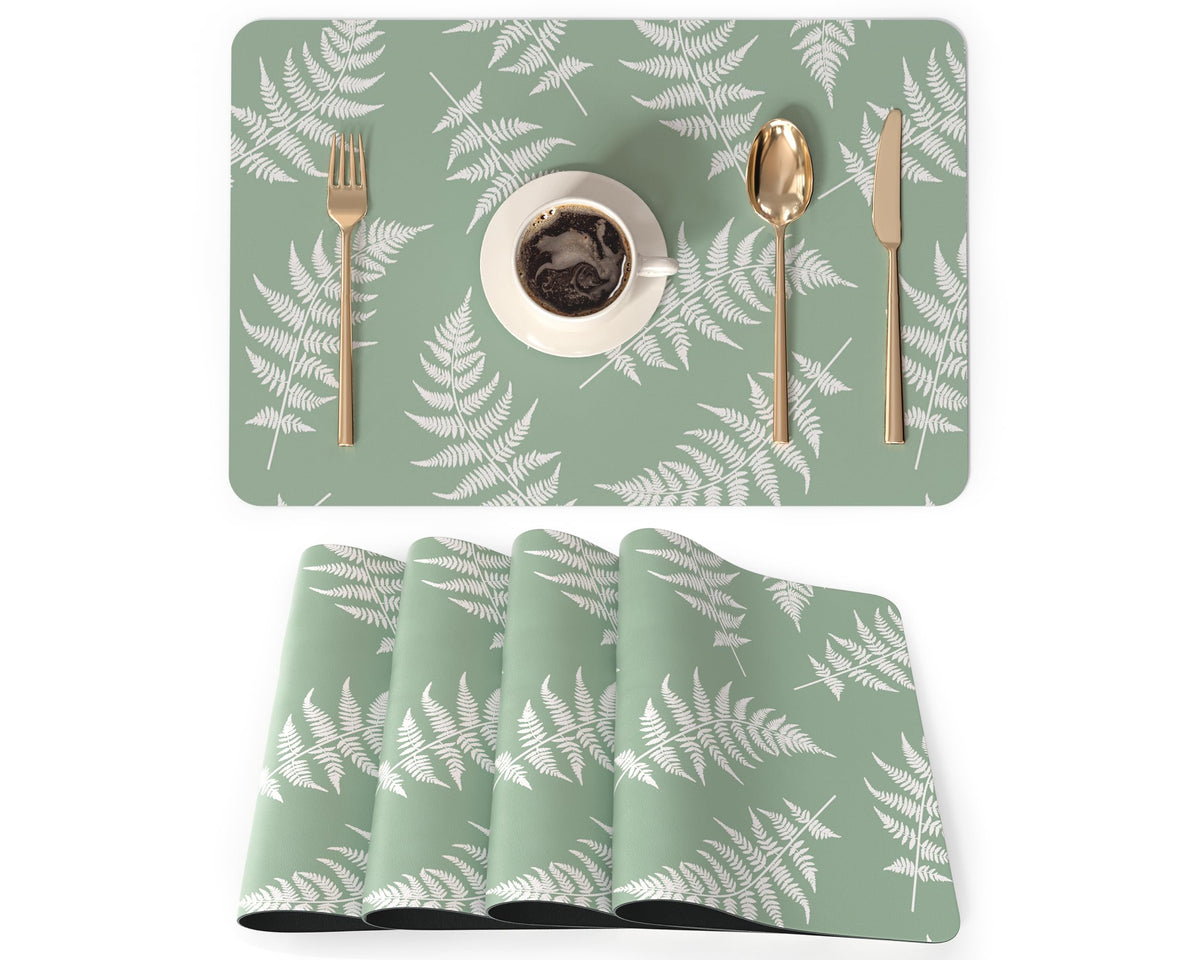QIYI PU Leather Placemats Set of 6, 12"x18" Waterproof Table Mats, Marble