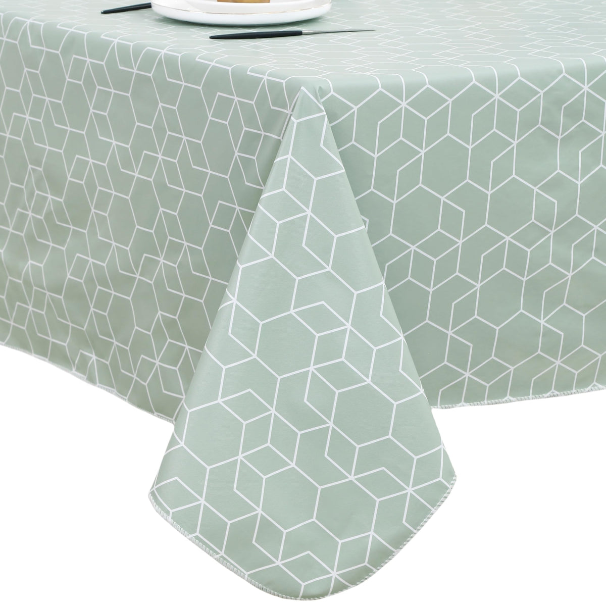 Heavy Duty Vinyl Tablecloth with Flannel Backing Waterproof Oil-Proof Plastic Table Cloth Stain-Resistant Wipeable Rectangle or Square Table Cover for Indoor and Outdoor (Color Checkered,54x54 Inch)