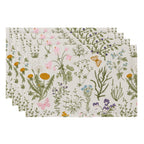 QIYI Boho Table Placemats Set of 4, 12"x18" Linen Place Mats, Wildflowers