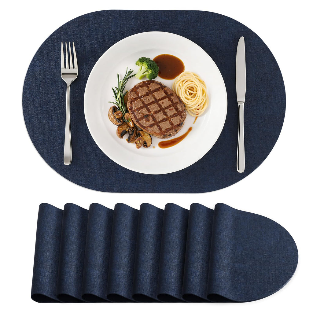 homing Heat Resistant Oval Placemats Set of 6, Light Grey