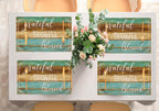 Farmhouse Teal Placemats Set of 4 Thankful Blessed Table Mats