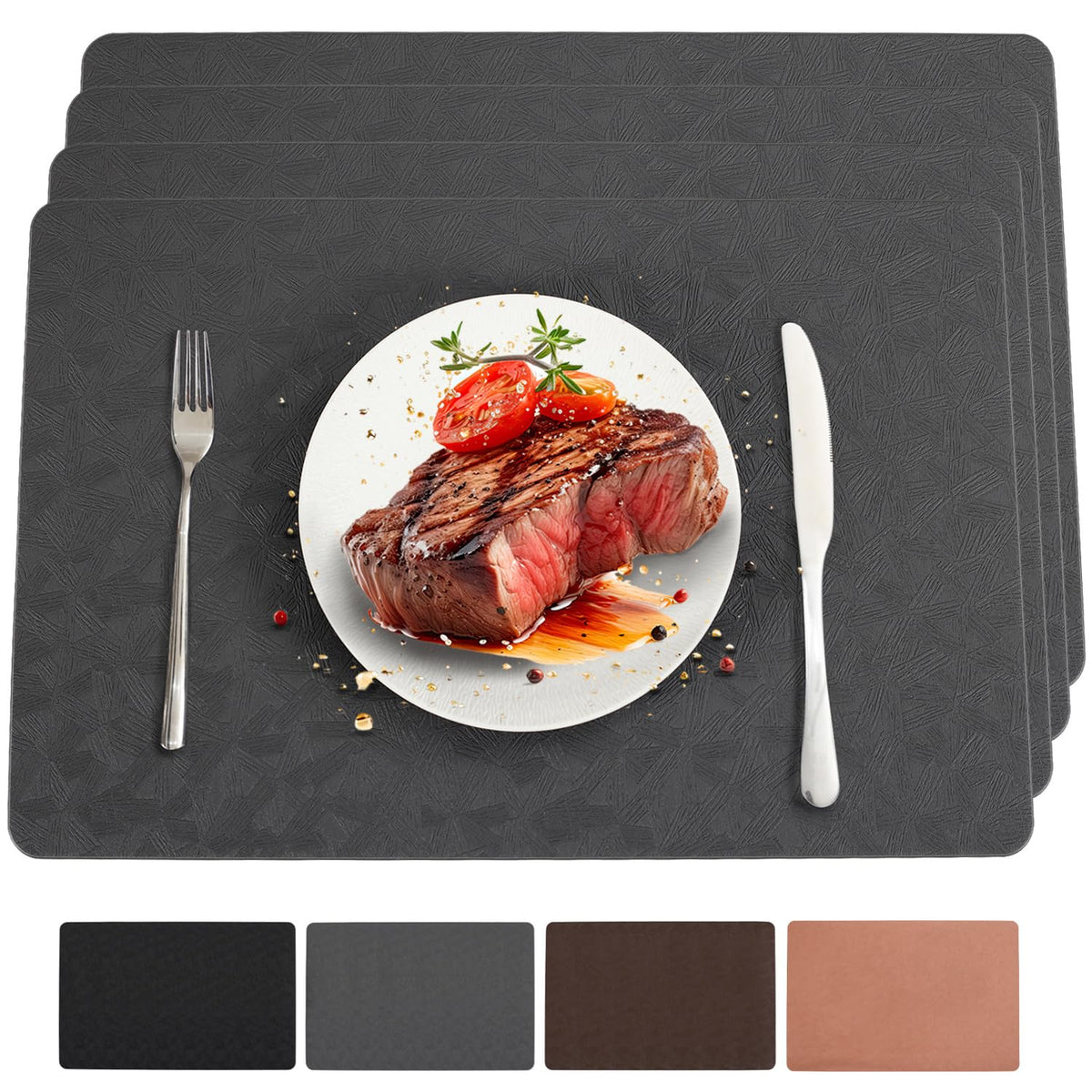 Black Halloween Vinyl Placemats Set of 6 Waterproof Table Mats