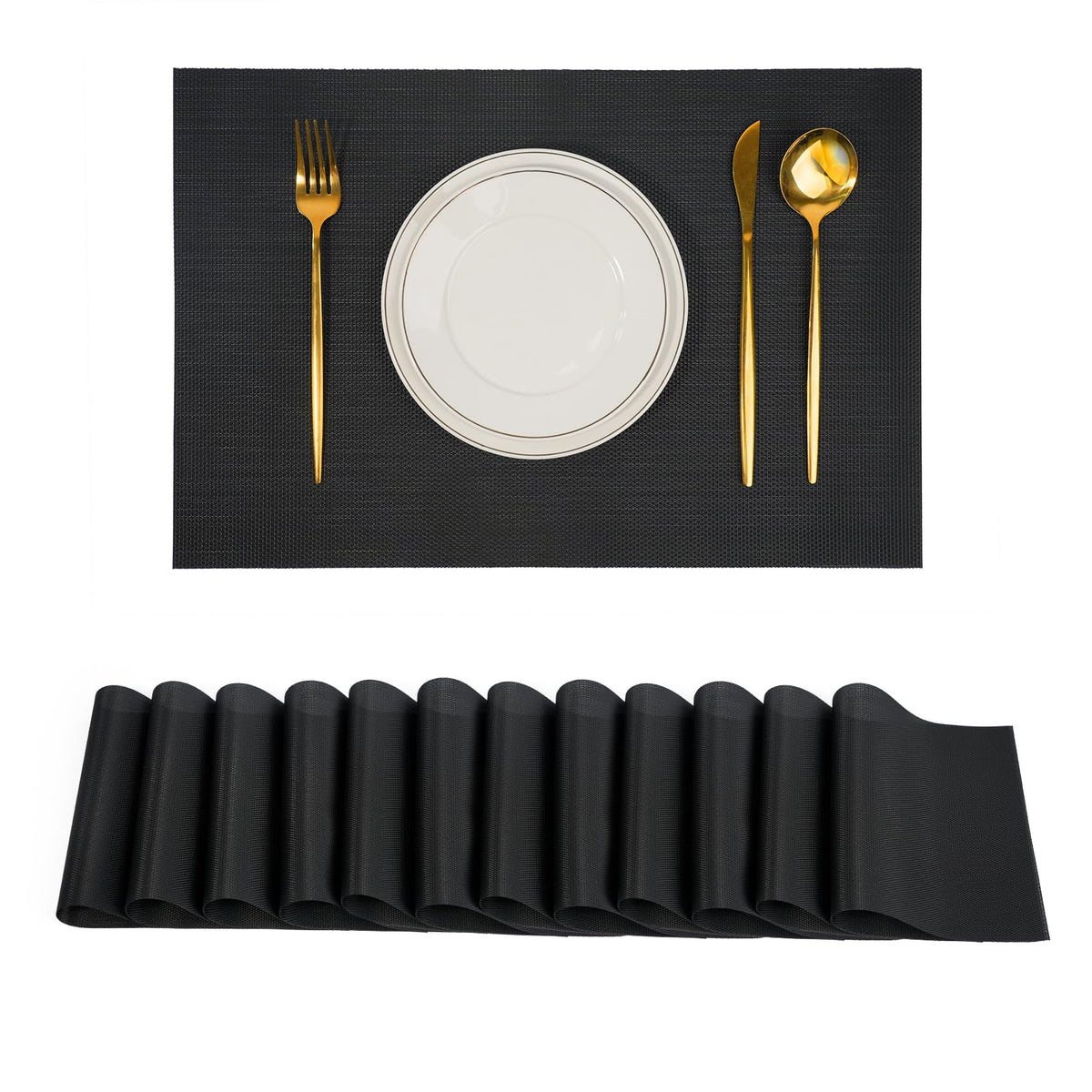 Placemats Set of 8，Non-Slip PVC Weave Table Mats Easy to Clean，Heat Resistant Place Mats for Kitchen Dining Table Decoration Indoor Outdoor，Beige