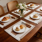 6 Pcs 11.8" x 19" Boho Placemats with Macrame Rustic Farmhouse Table Decor