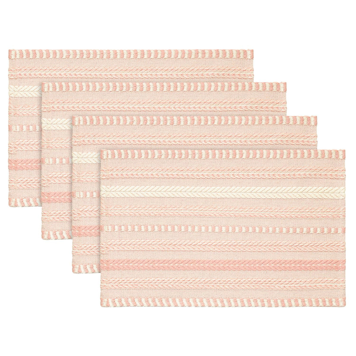 Artoid Mode Light Coffee Woven Braided Stripe Placemats Set of 4-12x18 Inch