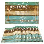 Farmhouse Teal Placemats Set of 4 Thankful Blessed Table Mats