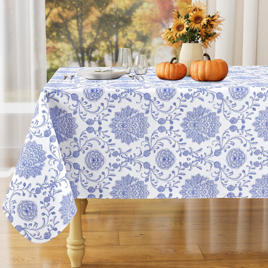 misaya Rectangle Waterproof Vinyl Table Cloth, Plastic Tablecloth with Flannel Backing, Wipeable Table Cover for Dinner, Picnic, Indoor and Outdoor (Weave Patternd, 52" x 70")