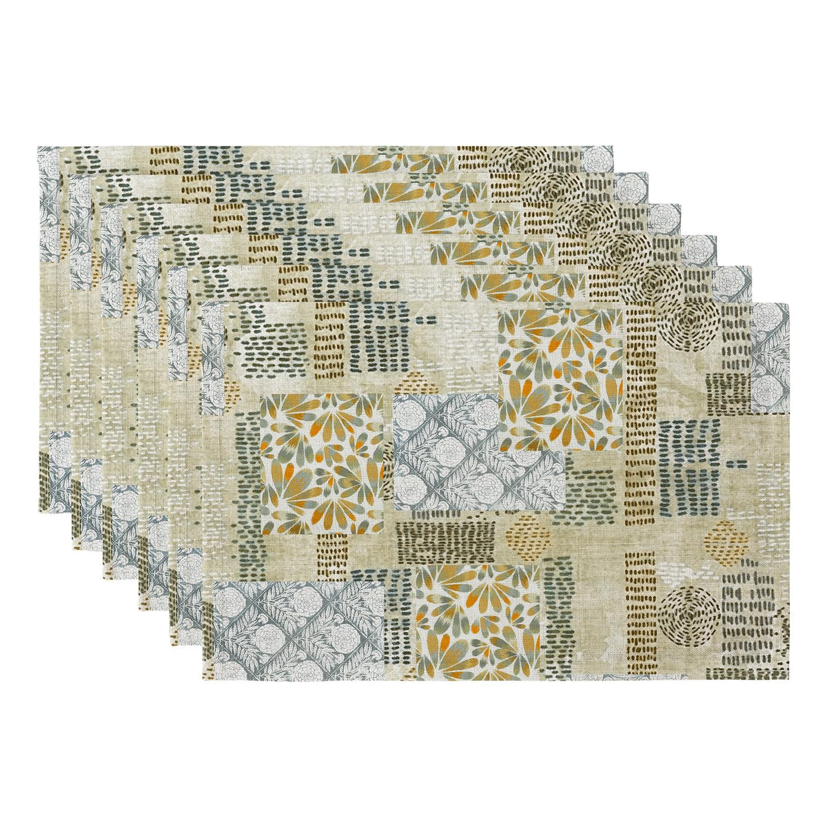 QIYI Boho Table Placemats Set of 4, 12"x18" Linen Place Mats, Wildflowers