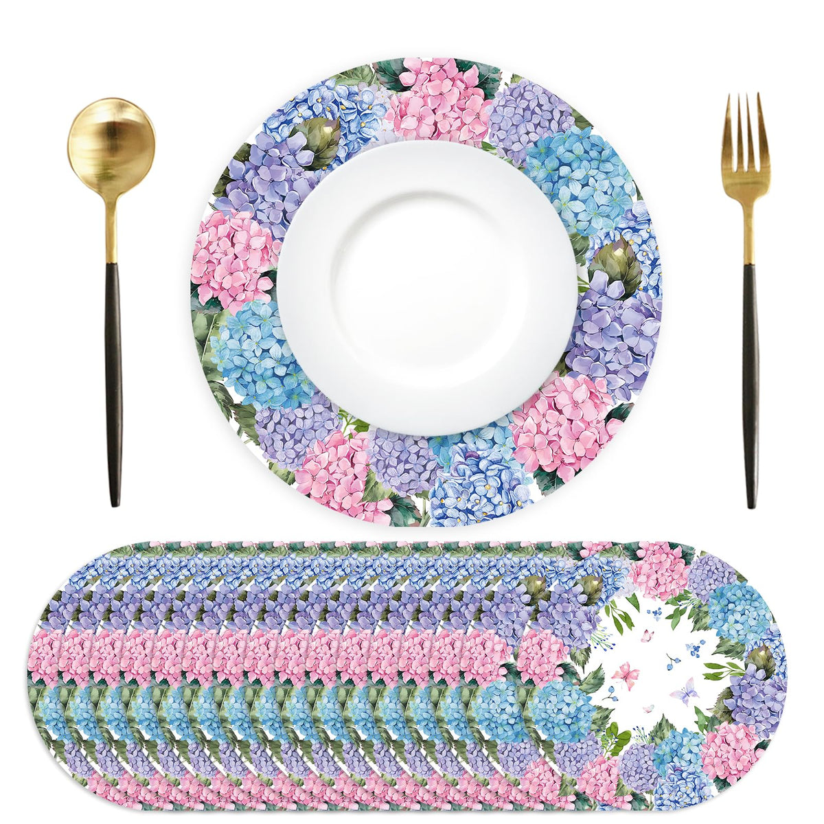 100 Pack Paper Placemats Disposable Pink Floral Wedding Disposable Placemats 13.7 Inch Rose Floral Round Place Mats Spring Summer Table Mats for Birthday Wedding Anniversary Bride Party Supplies