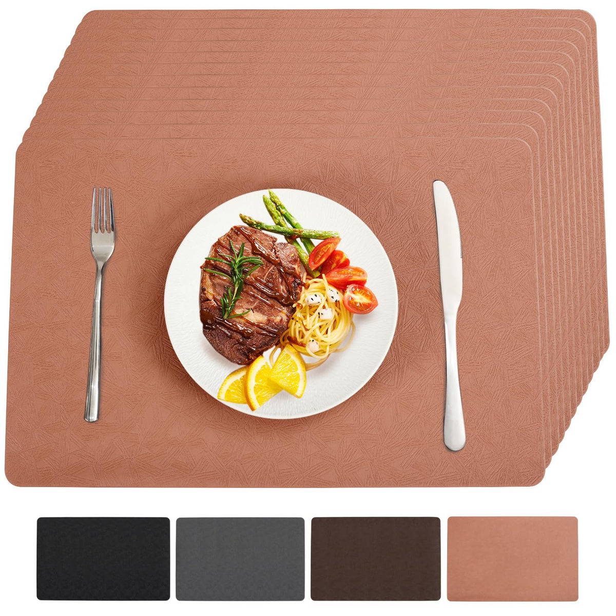 Black Halloween Vinyl Placemats Set of 6 Waterproof Table Mats