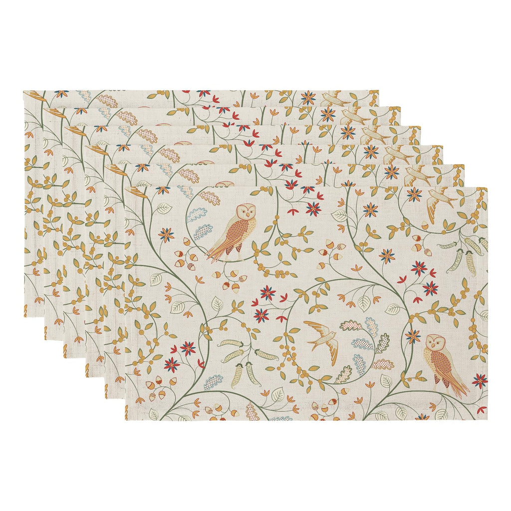 QIYI Boho Table Placemats Set of 4, 12"x18" Linen Place Mats, Wildflowers