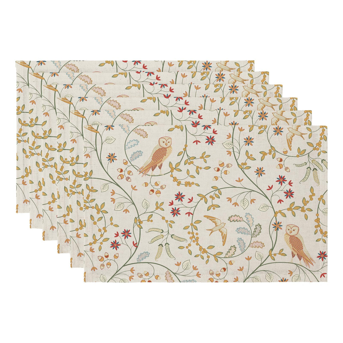 QIYI Boho Table Placemats Set of 4, 12"x18" Linen Place Mats, Wildflowers