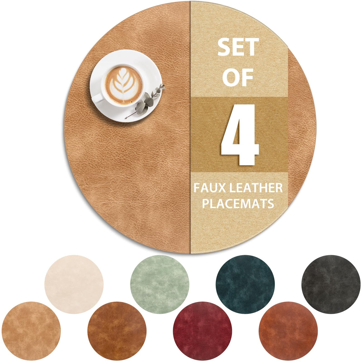 ADRIMER Placemats, Heat Resistant Oval Place Mats Set of 4 Easy to Clean