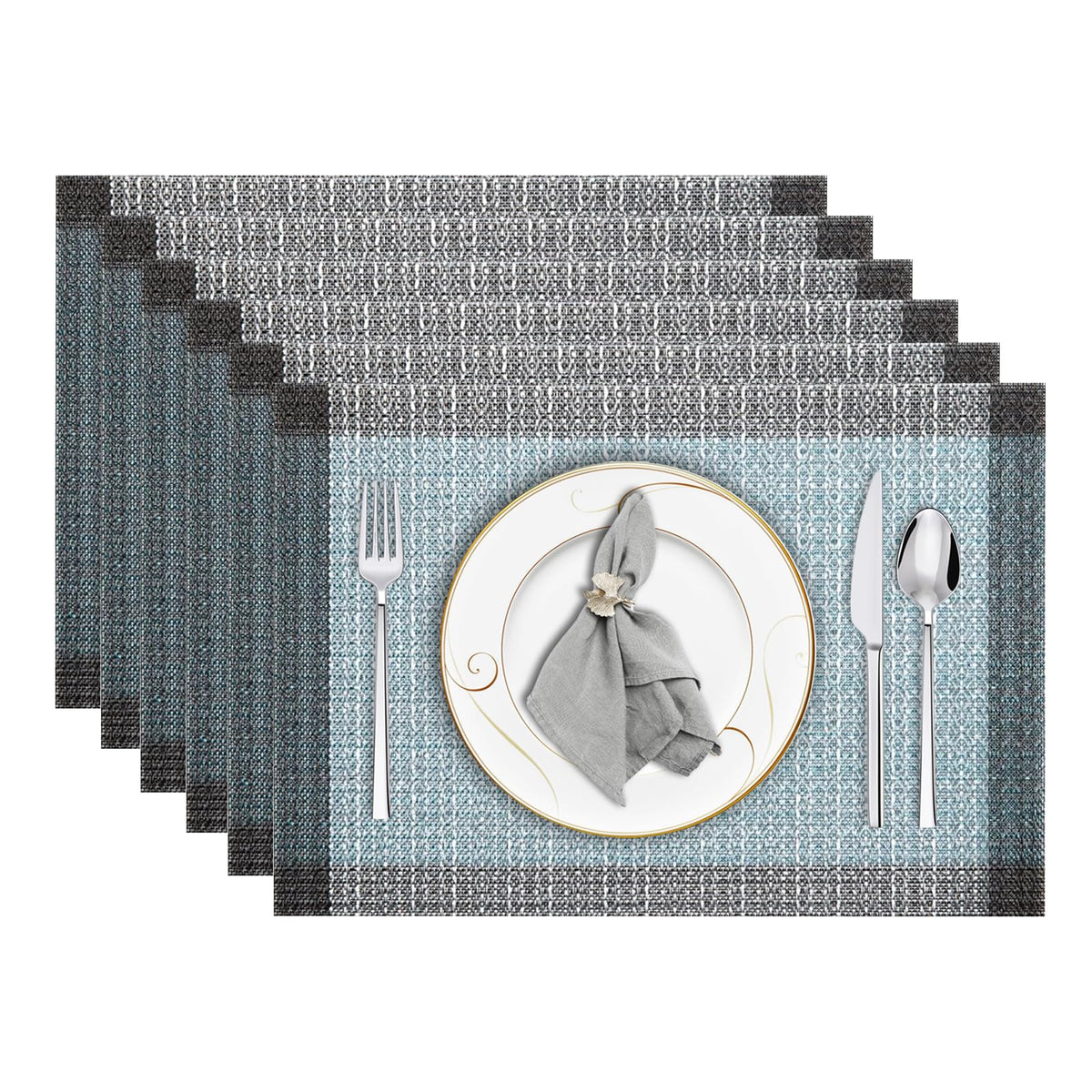 Niviy Placemats, Placemats Set of 4 Washable Place Mats, Green 12" x 18"