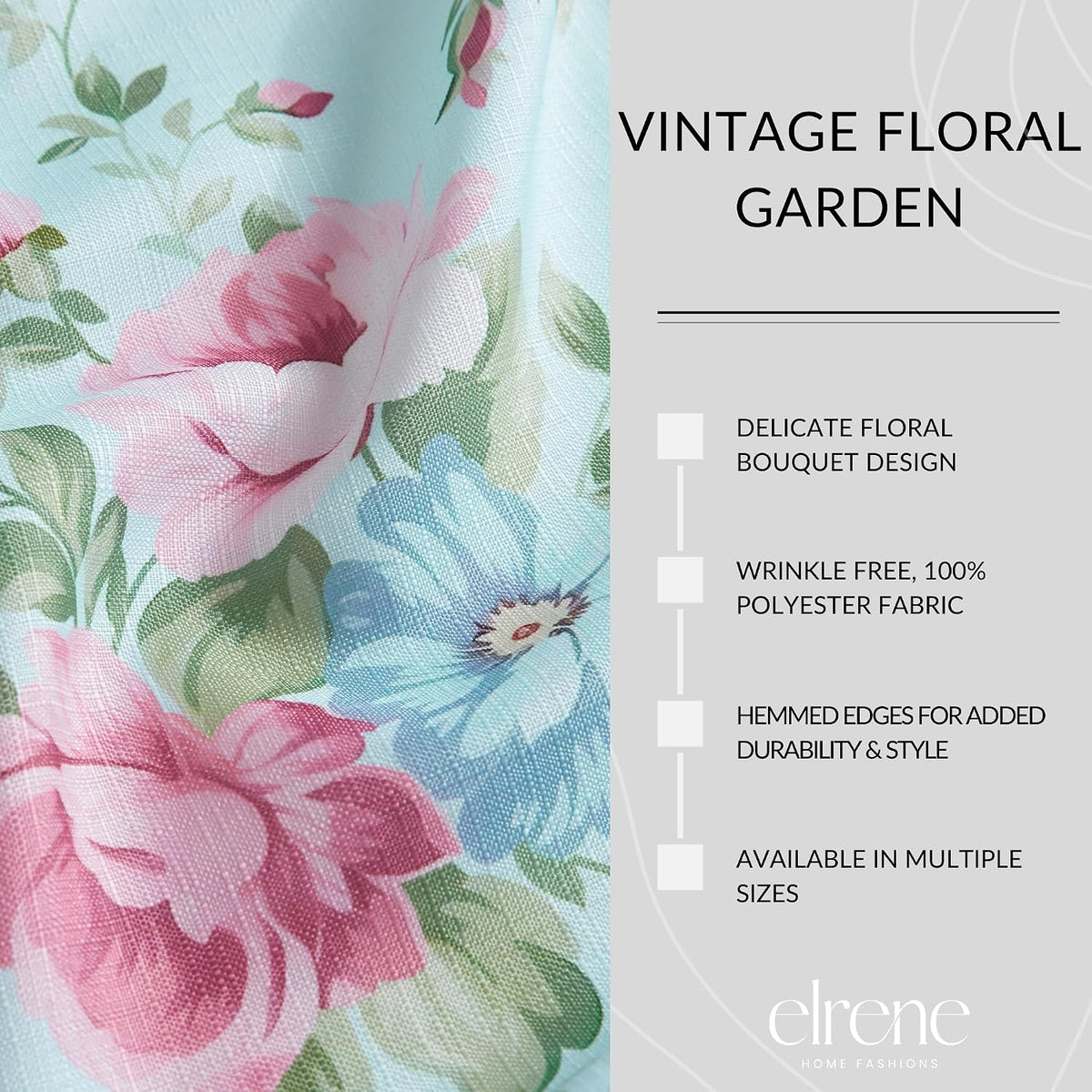 Threadmade Vintage Floral Garden Tablecloth, Multicolor - 60" W x 84" L
