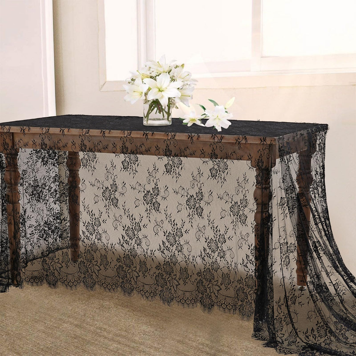 LuoluoHouse Lace Tablecloth White Wedding Tablecloths 60x120 Inch Vintage