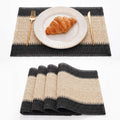 Artoid Mode Dark Green Paper Woven Stripe Placemats Set of 4-12x18 Inch