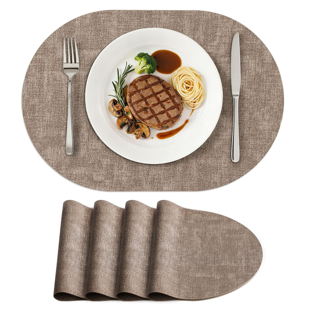 homing Heat Resistant Oval Placemats Set of 6, Light Grey