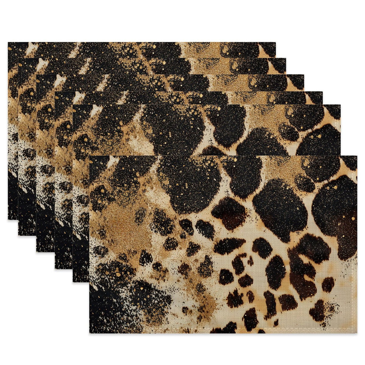 Cute Highland Cow Table Placemats Set of 6,Non-Slip Rustic Sunflower Butterfly Fabric Placemats for Dining Room Kitchen Party Holiday, Indoor Cloth Table Mats for Home Decor 11.8x17.7 Inch