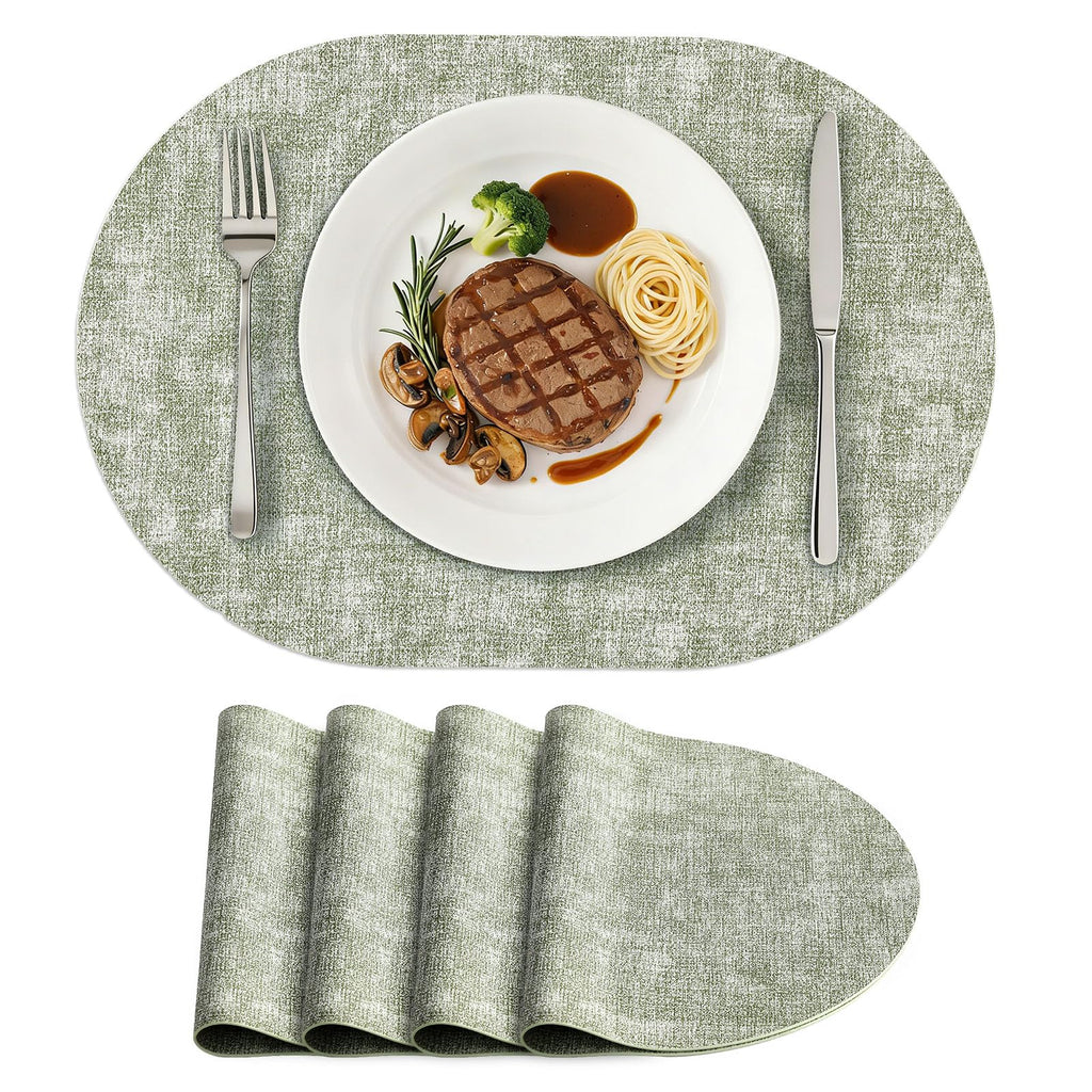 homing Heat Resistant Oval Placemats Set of 6, Light Grey