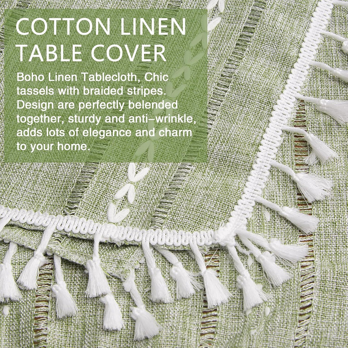 Boho Small Square Tablecloth 36''x36'', Sage Green Linen Coffee Table Cover, Spring Nightstand Cover Top, End Bedside Table Cloth Runner, Coastal Rustic Farmhouse Summer Home Decor