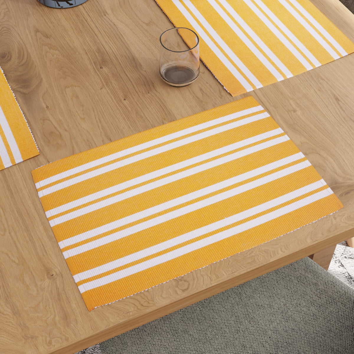 Encasa XO Placemats, Fine Ribbed Cotton Table Mats 19"x13"