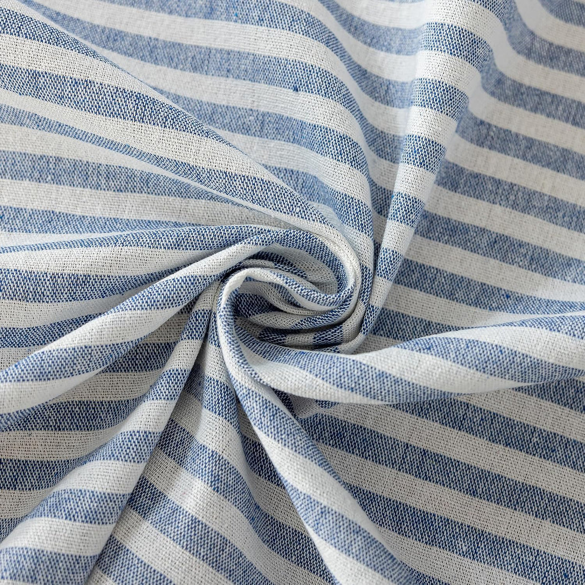 Striped Cotton Blend Tablecloth Ruffled Table Cloth Blue, 60"×120"