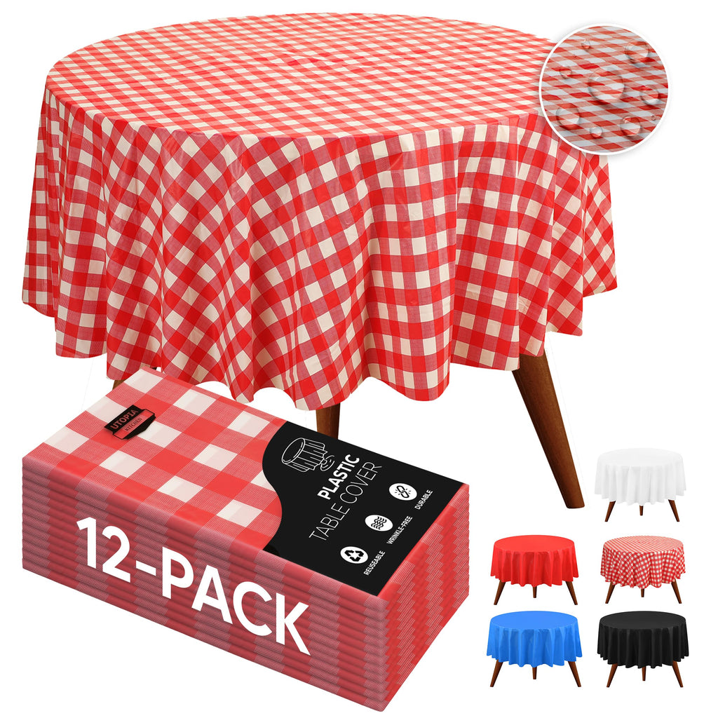 Utopia Kitchen Plastic Table Cloth Disposable [White, 12 Pack]