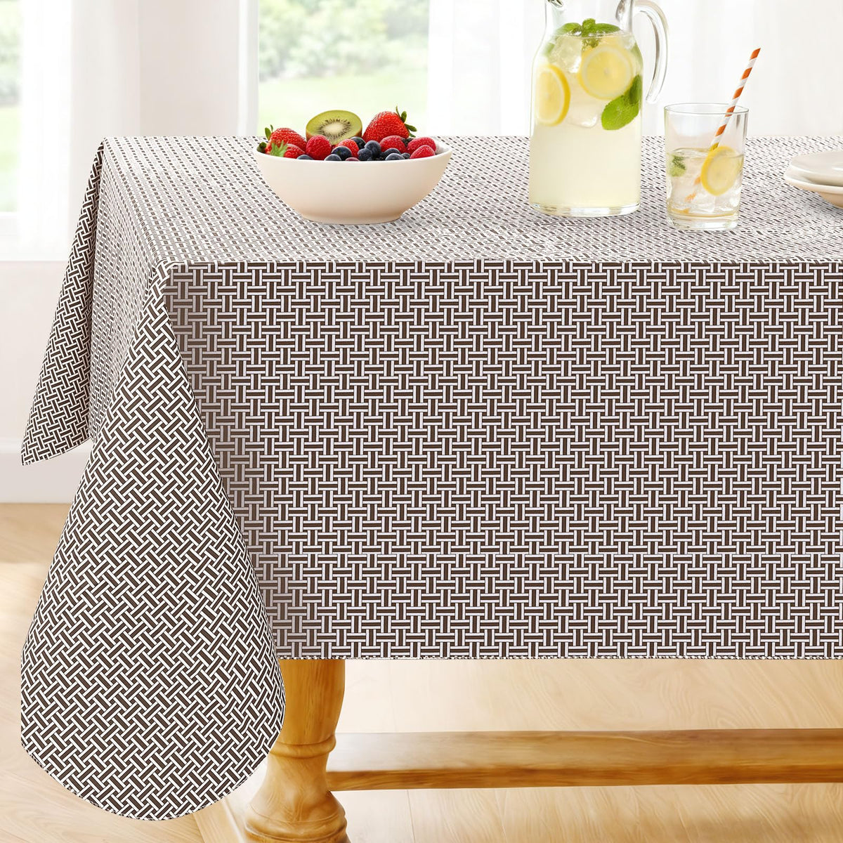 Smiry Fall Rectangle Table Cloth, Waterproof Vinyl Tablecloth with Flannel Backing, Wipeable Autumn Pumpkin Plastic Tablecloths for Harvest and Thanksgiving Parties, (Orange, 60"x84")