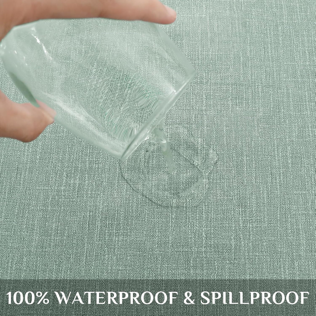 Softalker Outdoor Vinyl Edge Tablecloth Rectangle, 54 x 78 Inch, Sage