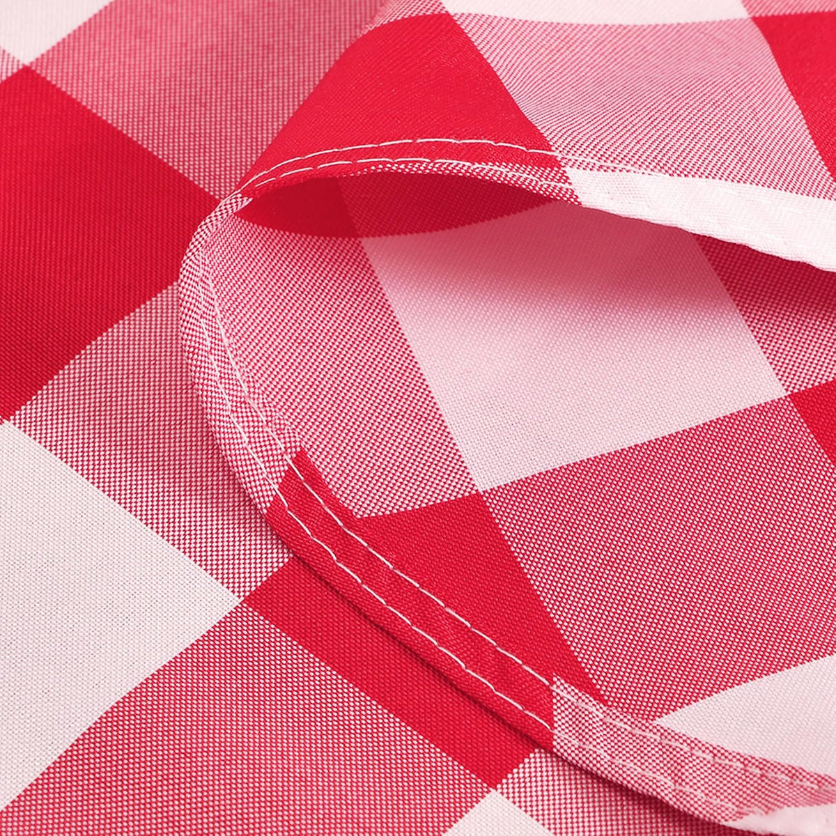 Hiasan Checkered Round Tablecloth 60 Inch Waterproof, Red and White