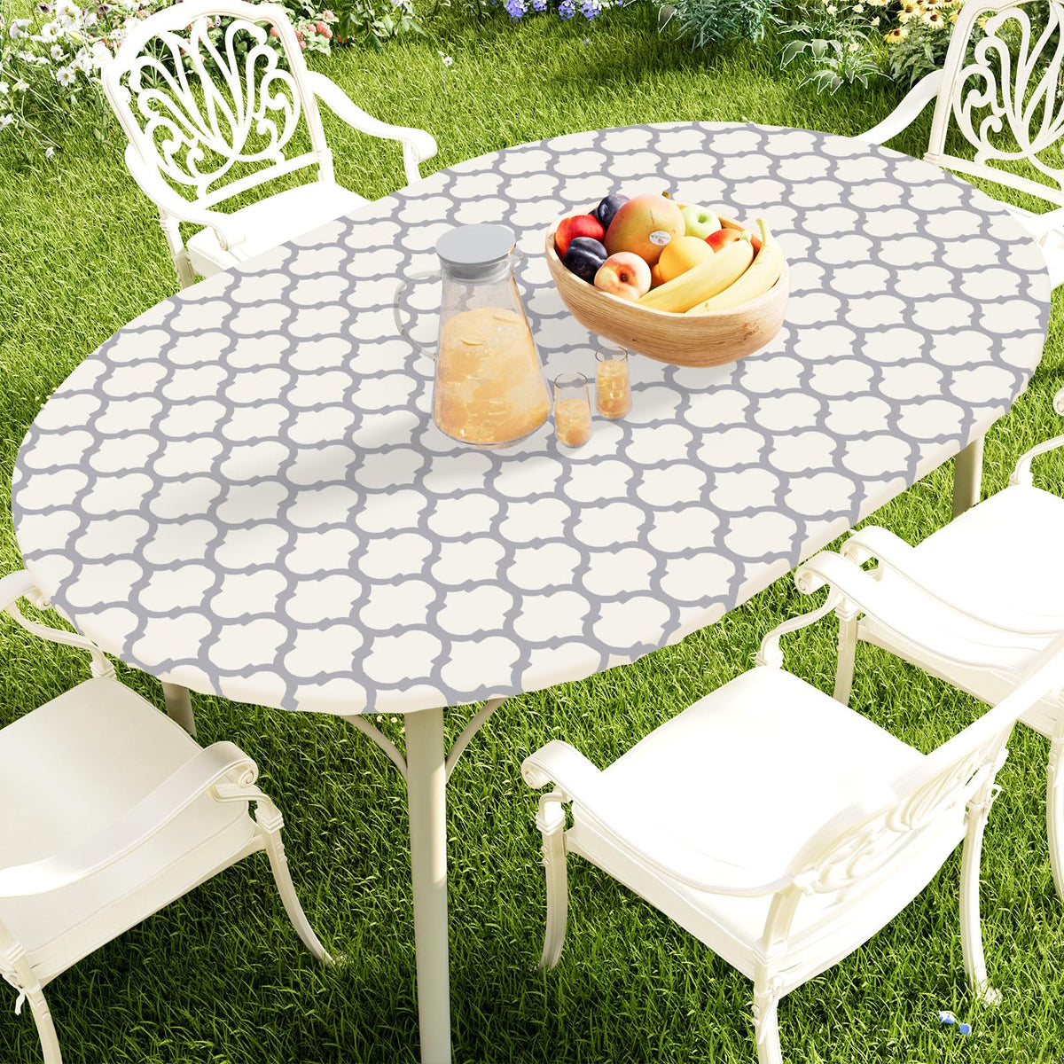 Smiry Round Picnic Tablecloth, Waterproof Elastic Fitted Table Covers for 45" - 56" Tables, Wipeable Flannel Backed Vinyl Tablecloths for Camping, Indoor, Outdoor, Brown