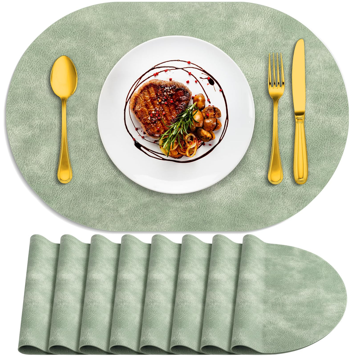 ADRIMER Placemats, Heat Resistant Oval Place Mats Set of 4 Easy to Clean