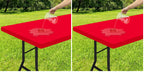 Smiry Rectangle Tablecloth, Elastic Fitted Flannel Backed Vinyl Tablecloths for 6ft Folding Tables, Waterproof Wipeable Table Covers for Indoor, Outdoor, Picnic and Camping (Red, 30"x72")