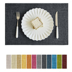 Softalker Faux Linen Cloth Placemats Set of 4-12 x 18 Inch, Light Grey