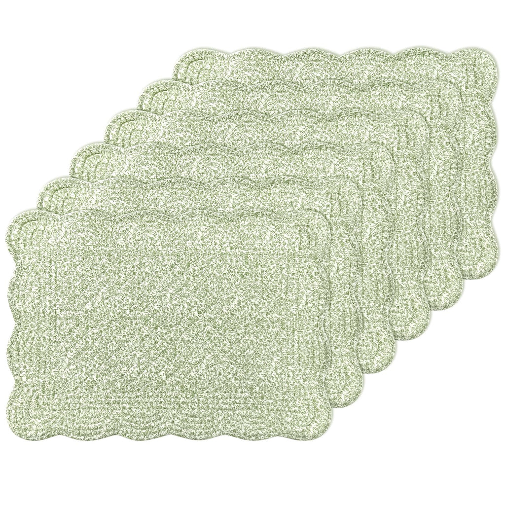 6 PC Quilted Placemats, 18"X13"Extra Large Cotton Placemats Set of 6, 100% Cotton Fabric Washable Cloth Table Mats for Kitchen & Dining Table - Soft &Easy Clean(Sapphire Blue, Rectangular)