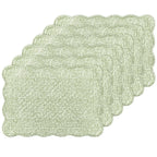 6 PC Quilted Placemats, 18"X13"Extra Large Cotton Placemats Set of 6, 100% Cotton Fabric Washable Cloth Table Mats for Kitchen & Dining Table - Soft &Easy Clean(Sapphire Blue, Rectangular)