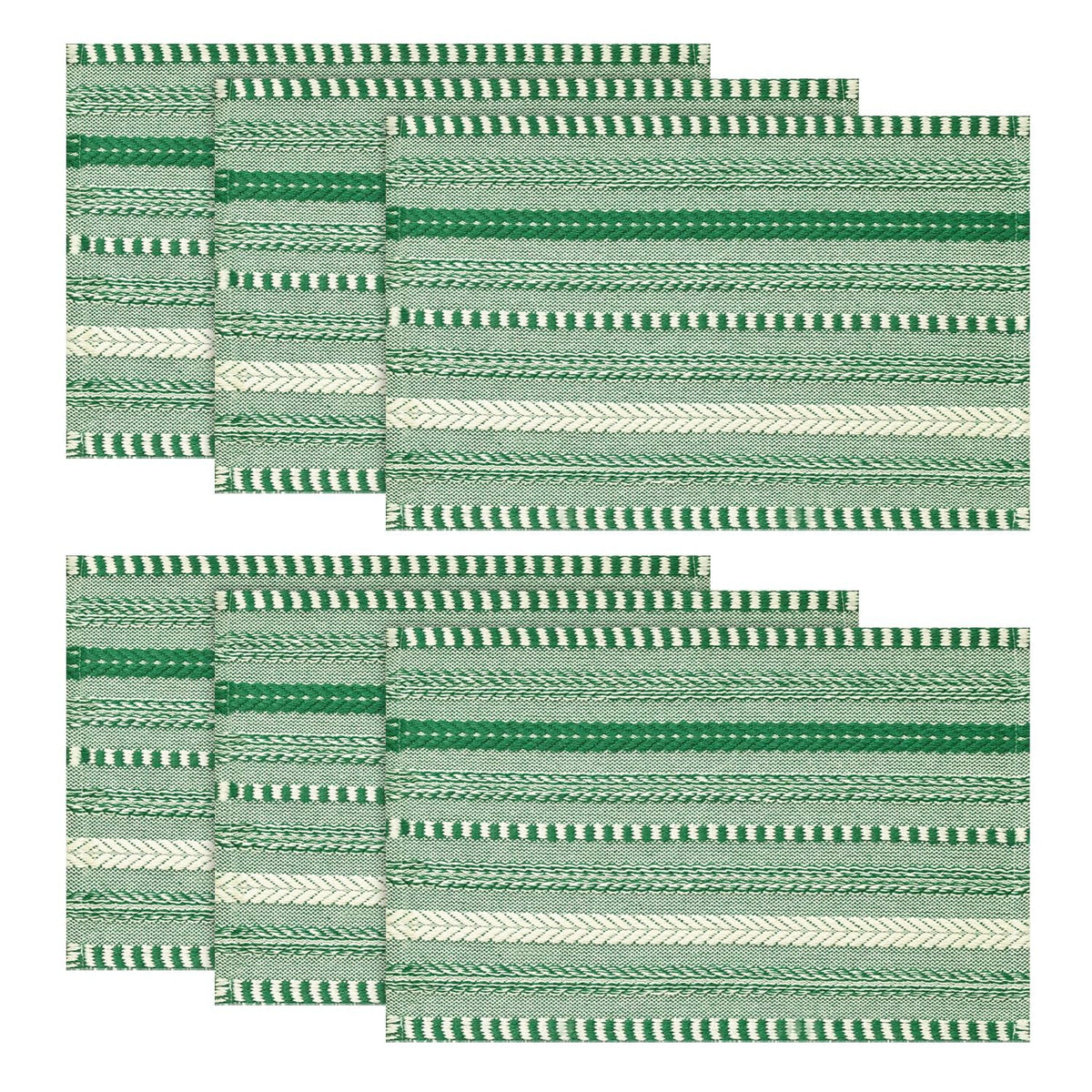 Artoid Mode Light Coffee Woven Braided Stripe Placemats Set of 4-12x18 Inch