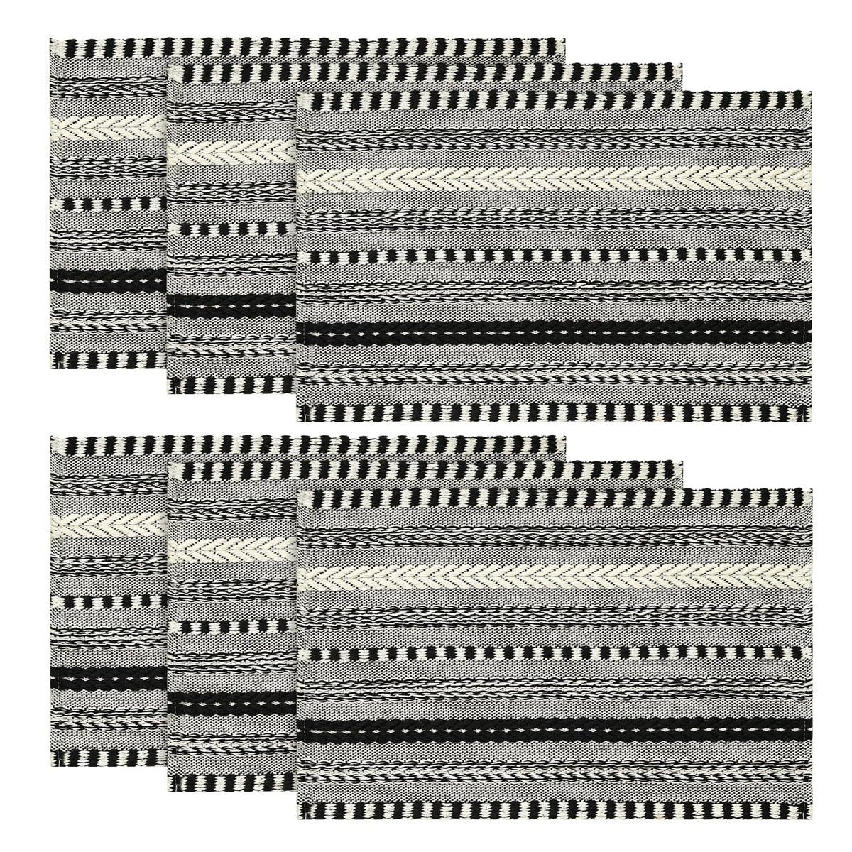 Artoid Mode Light Coffee Woven Braided Stripe Placemats Set of 4-12x18 Inch