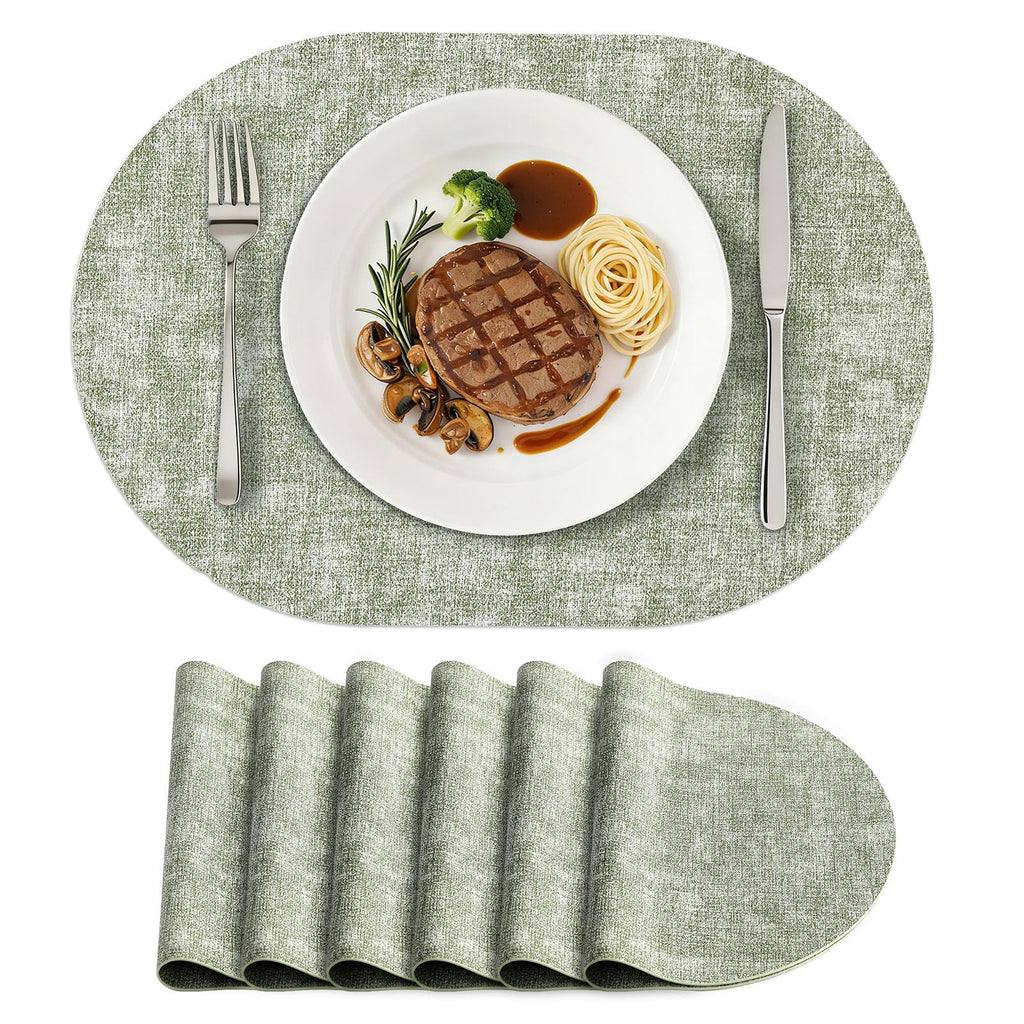 homing Heat Resistant Oval Placemats Set of 6, Light Grey