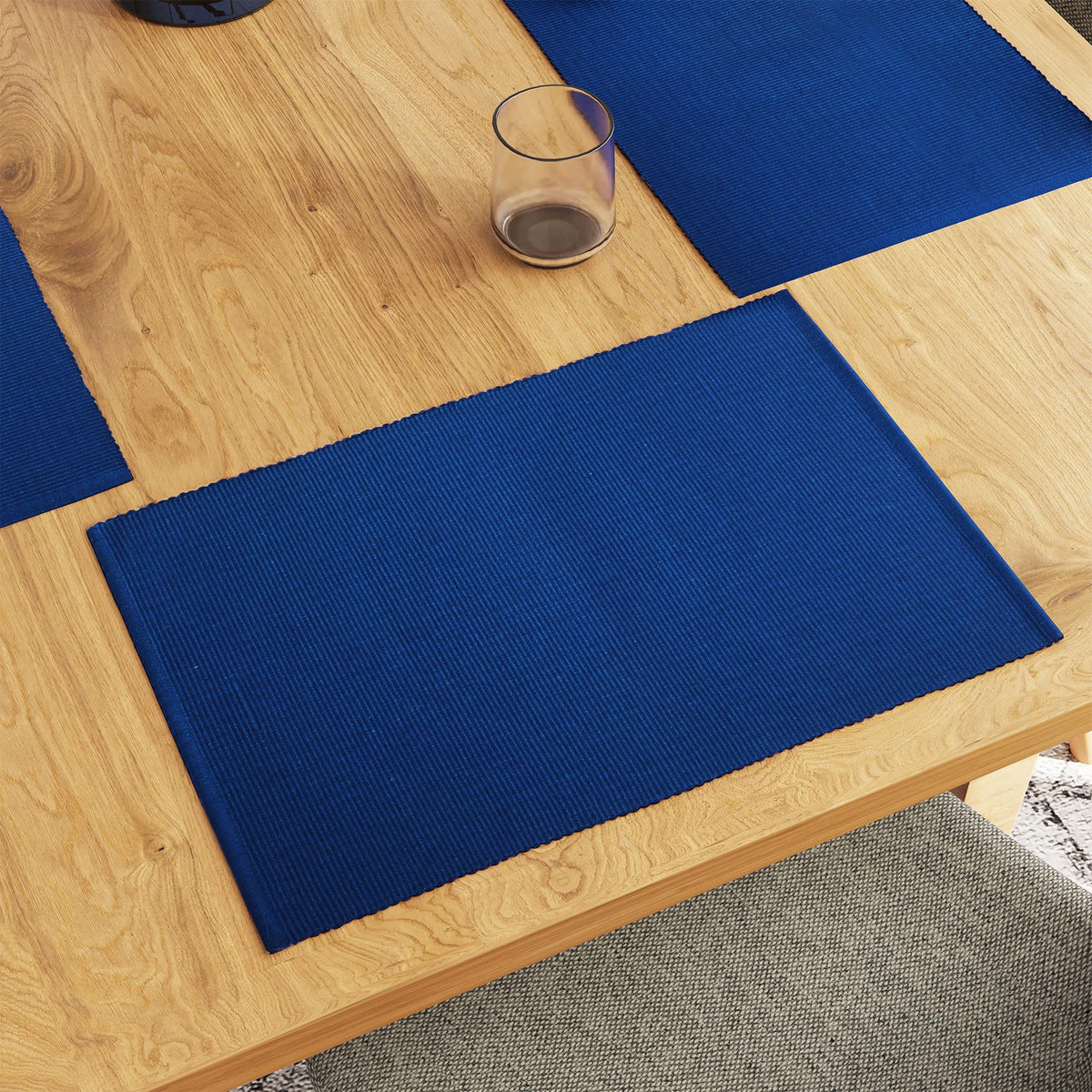 Encasa XO Placemats, Fine Ribbed Cotton Table Mats 19"x13"
