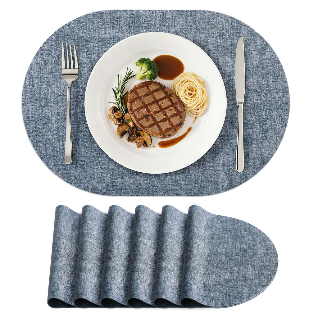 homing Heat Resistant Oval Placemats Set of 6, Light Grey