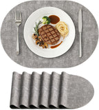 homing Heat Resistant Oval Placemats Set of 6, Light Grey